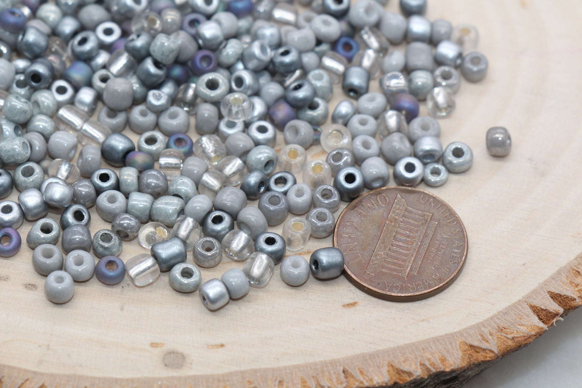 Mix Silver Gray Glass Seed Beads, Size 4mm 6/0 Glass Seed Beads, Multicolor Seed Beads, Rocailles Beads, Bracelet Beads #3096