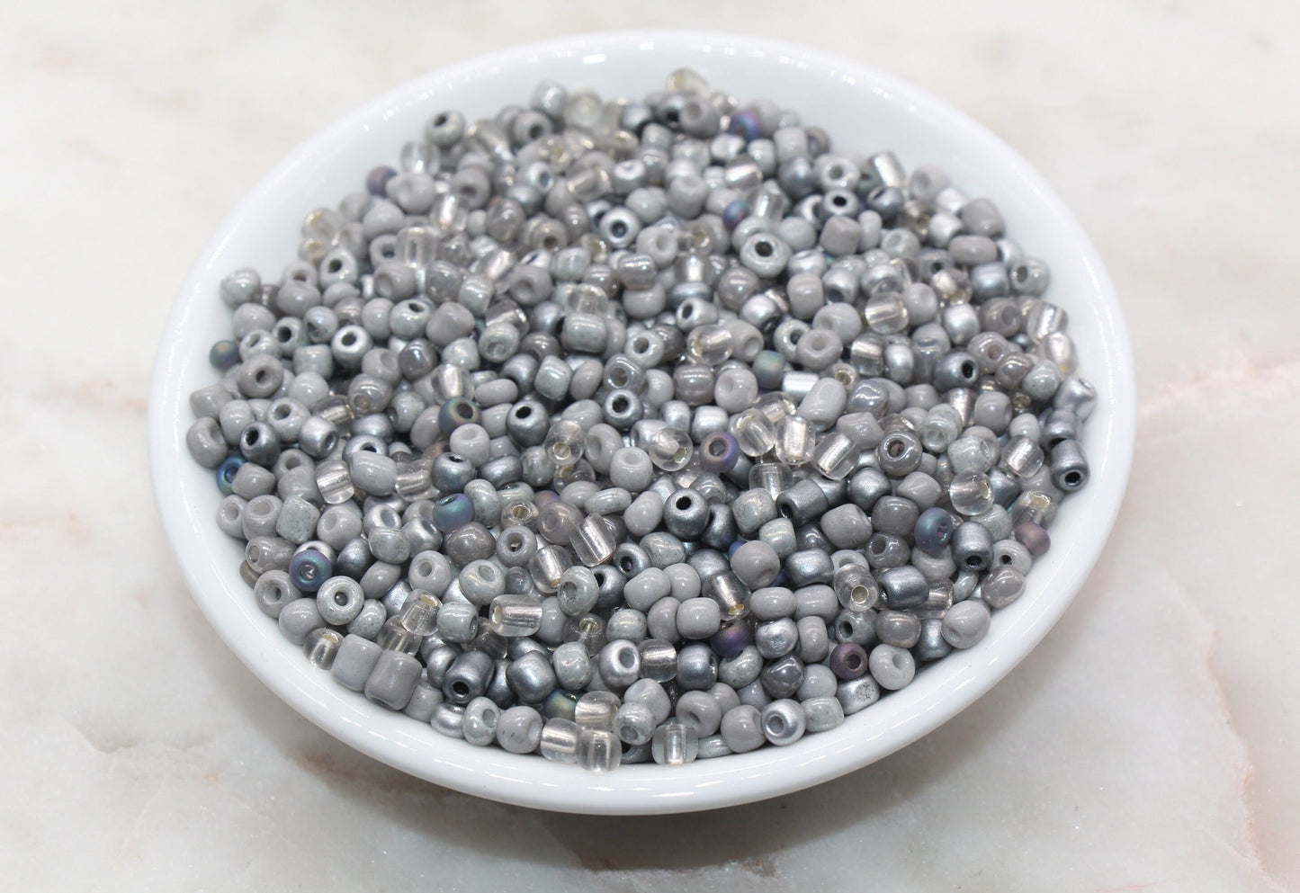 Mix Silver Gray Glass Seed Beads, Size 4mm 6/0 Glass Seed Beads, Multicolor Seed Beads, Rocailles Beads, Bracelet Beads #3096