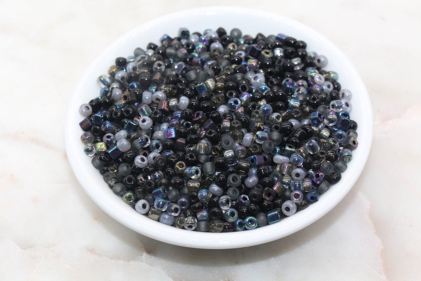 Mix Black and Gray Glass Seed Beads, Size 4mm 6/0 Glass Seed Beads, Multicolor Seed Beads, Rocailles Beads, Bracelet Beads #3099