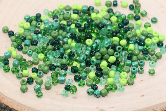 Mix Green Glass Seed Beads, Size 4mm 6/0 Glass Seed Beads, Multicolor Seed Beads, Rocailles Beads, Bracelet Beads #3100