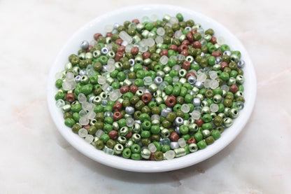 Mix Green Glass Seed Beads, Size 4mm 6/0 Glass Seed Beads, Multicolor Seed Beads, Rocailles Beads, Bracelet Beads #3102