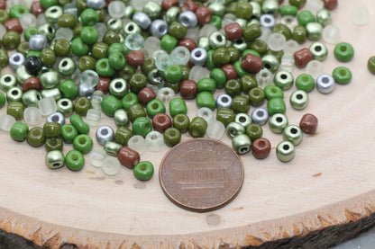 Mix Green Glass Seed Beads, Size 4mm 6/0 Glass Seed Beads, Multicolor Seed Beads, Rocailles Beads, Bracelet Beads #3102