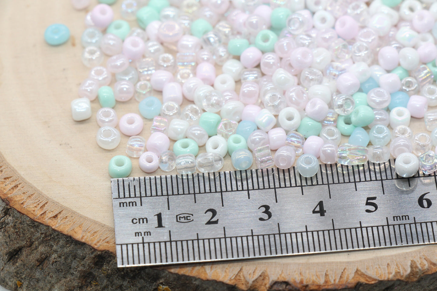 Mix Blue Pink and White Glass Seed Beads, Size 4mm 6/0 Glass Seed Beads, Multicolor Seed Beads, Rocailles Beads, Bracelet Beads #3104