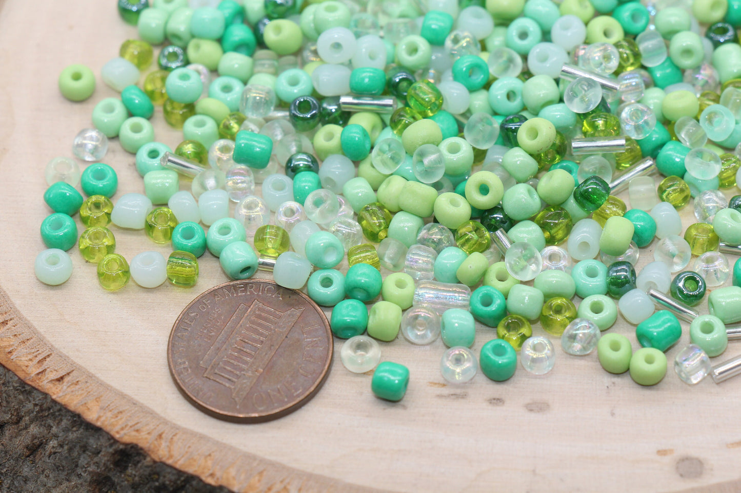 Mix Green Glass Seed Beads, Size 4mm 6/0 Glass Seed Beads, Multicolor Seed Beads, Rocailles Beads, Bracelet Beads #3105