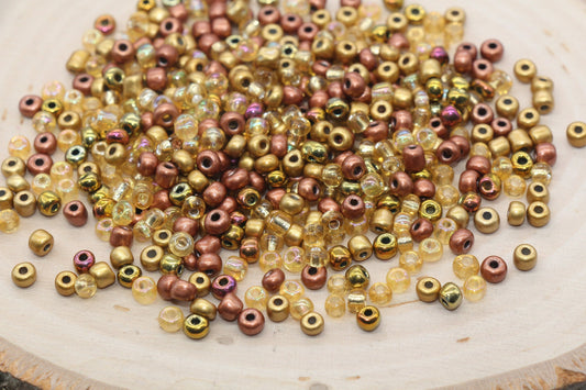 Mix Gold Glass Seed Beads, Size 4mm 6/0 Glass Seed Beads, Multicolor Seed Beads, Rocailles Beads, Bracelet Beads #3107