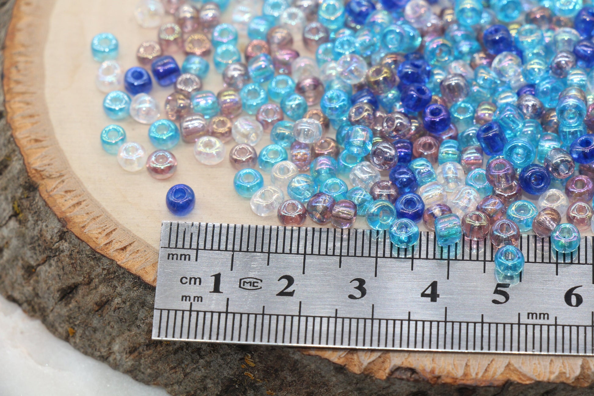 Mix Iridescent Blue AB Glass Seed Beads, Size 4mm 6/0 Glass Seed Beads, Multicolor Seed Beads, Rocailles Beads, Bracelet Beads #3110