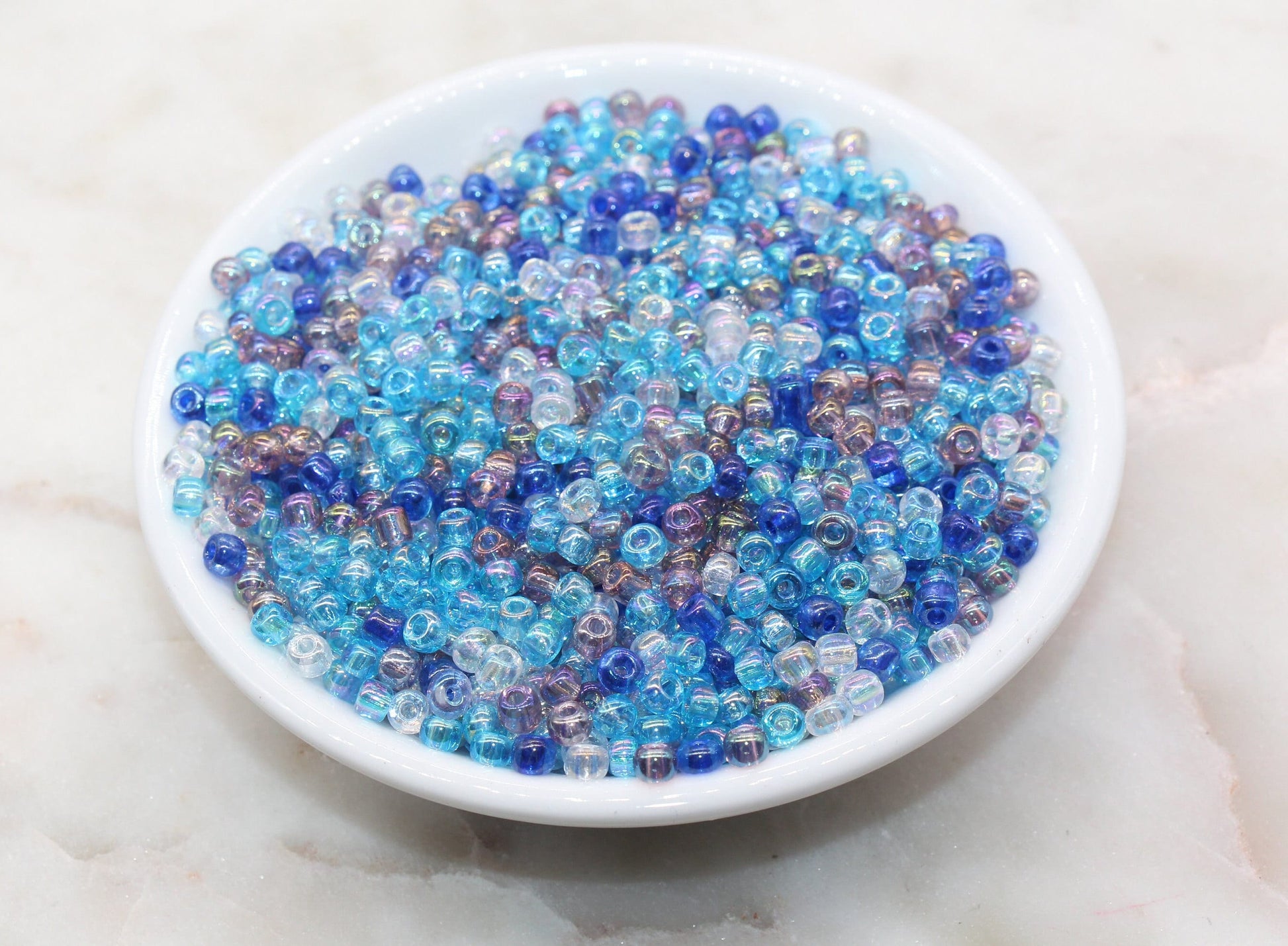 Mix Iridescent Blue AB Glass Seed Beads, Size 4mm 6/0 Glass Seed Beads, Multicolor Seed Beads, Rocailles Beads, Bracelet Beads #3110