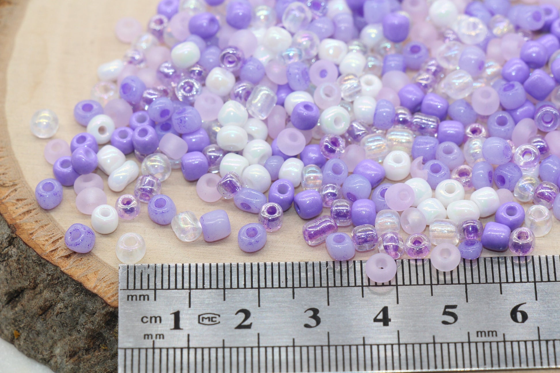 Mix Purple Pink and White Glass Seed Beads, Size 4mm 6/0 Glass Seed Beads, Multicolor Seed Beads, Rocailles Beads, Bracelet Beads #3113