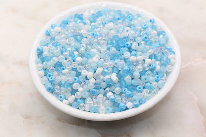 Mix Blue and White Glass Seed Beads, Size 4mm 6/0 Glass Seed Beads, Multicolor Seed Beads, Rocailles Beads, Bracelet Beads #3114