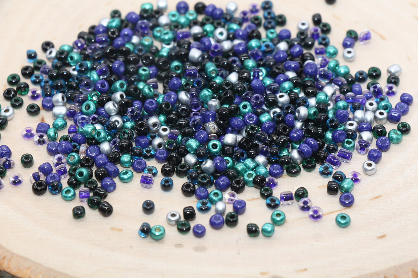 Mix Blue Black Silver Glass Seed Beads, 3mm Glass Seed Beads, Rocailles Beads, Beading Supplies, Bracelet Beads, Jewelry Making Beads #3119