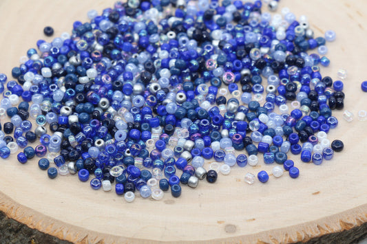 Mix Blue and White Glass Seed Beads, 3mm Glass Seed Beads, Rocailles Beads, Beading Supplies, Bracelet Beads, Jewelry Making Beads #3121