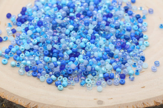 Mix Blue Glass Seed Beads, 3mm Glass Seed Beads, Rocailles Beads, Beading Supplies, Bracelet Beads, Jewelry Making Beads #3122