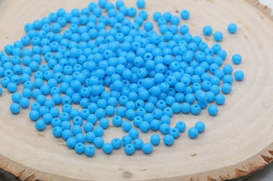 4mm Blue Round Beads, Blue Acrylic Gumball Beads, Round Spacer Beads, Bubblegum Beads, Plastic Round Smooth Bead, Bracelet Beads #1437