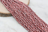 6mm Dark Red Speckled Heishi Beads, Red and White Mix Speckled Polymer Clay Disc Beads, African Disc Beads, Vinyl Heishi, Full Strand #393