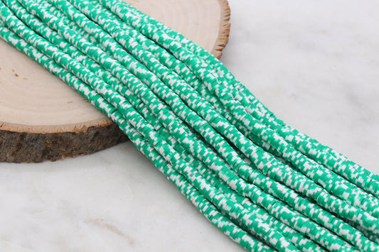 6mm Green Speckled Heishi Beads, Green and White Dotted Speckled Polymer Clay Disc Beads, African Disc Beads, Heishi Beads, Full Strand #458